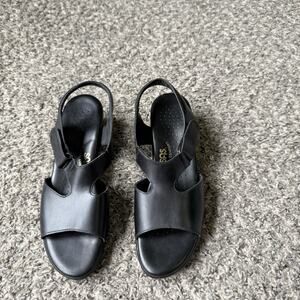 SAS Shoes 8.5 S Suntimer Leather Sandals Open Toe Tripad Comfort Heel Black